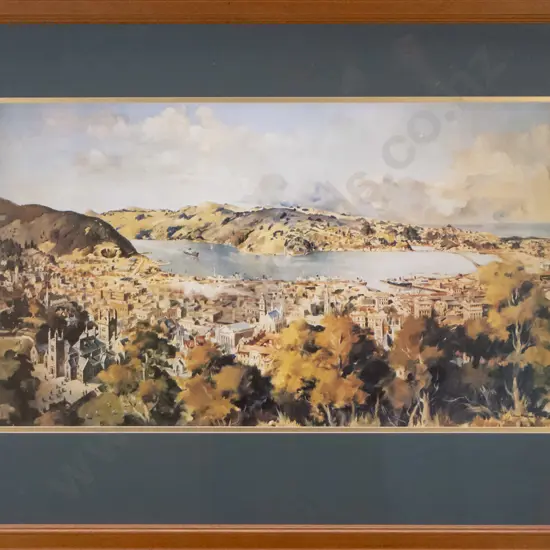 framed Peter McIntyre print - Dunedin H-390 W-690