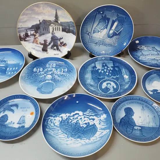 collection of Bing & Grondahl & Copenhagen commemorative plates & Hutschenreuther Kirstead winter scene D250