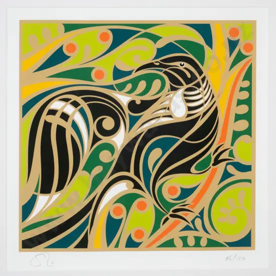 framed ltd edition print 86/150 - tui H-280 W-280 (slight wrinkling to mat)