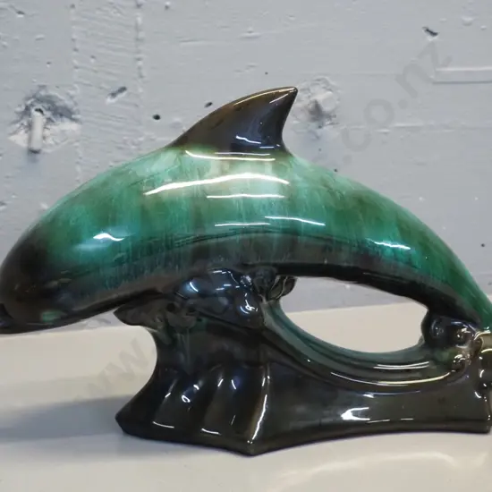 large Blue Mountain Pottery dolphin figure H250 L-410