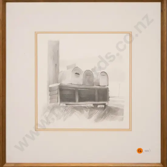 Bruce Hunt '84 - framed pencil - letter boxes H-230 W-230