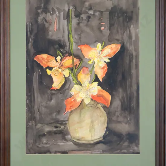 June Weir - framed waterolour - flowers H-550 W-400