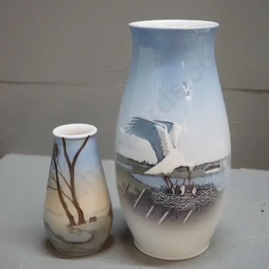 2 Bing & Grondahl vases - larger seagull is H-220