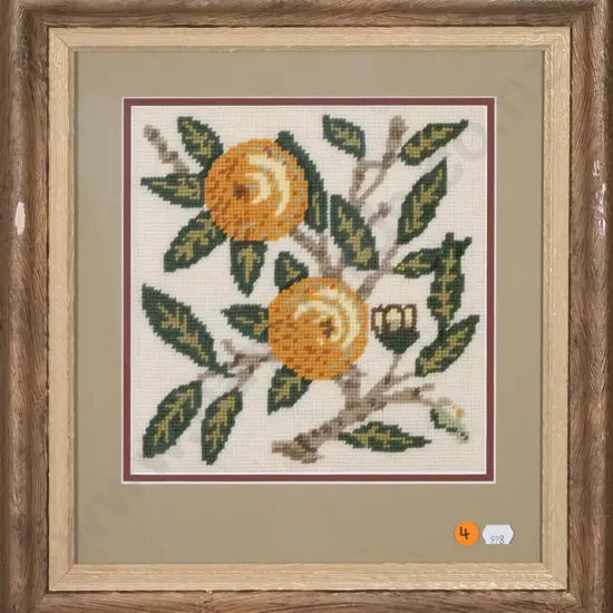 gilt framed needlework - oranges H-215 W-205