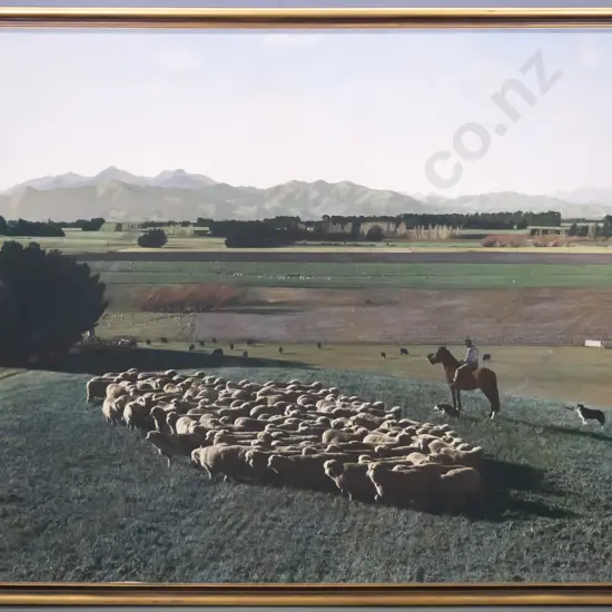 very large hand coloured photographic print  - farming scene H-1100 W-1600 (slight marking)