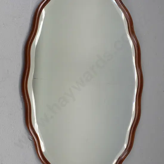 oval wood framed bevelled edge wall mirror H-870 W-540