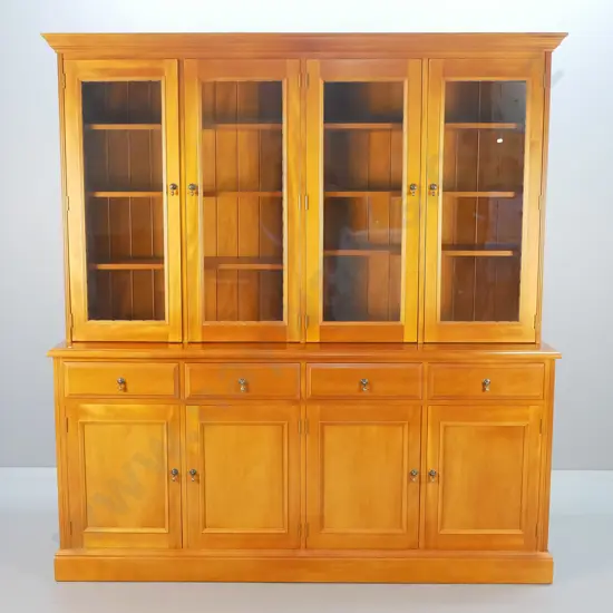 reproduction large kauri display-top sideboard w/4 doors & 4 drawers in base, 4 glazed doors on top H1990 W1830 D465