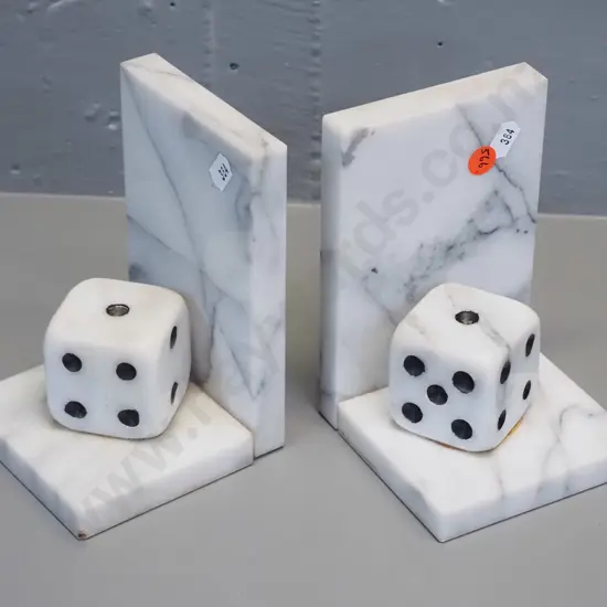 pair of marble dice themed book-ends - each H-160 W-100 D-110