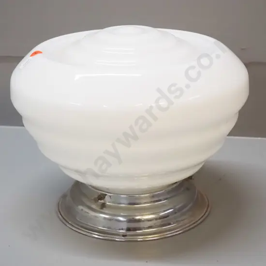 deco milk glass ceiling light fitting with chrome journal H-200 D-250