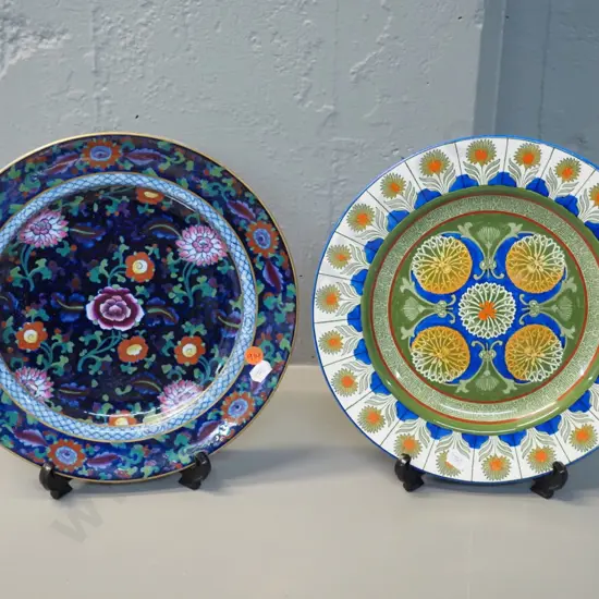 2 English cabinet plates - Wedgwood Marigold & Booth's Jacobean D-265