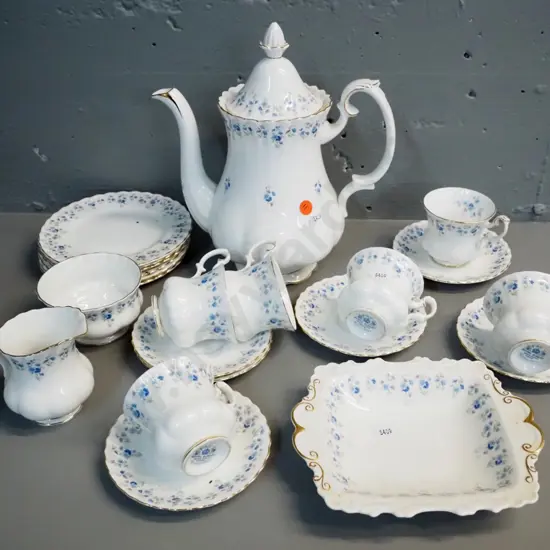 Royal Albert "Memory Lane" coffee set including coffee pot H-260, serving dish and 6 side plates