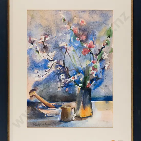 Glenys Robinson '01 - framed watercolour - still life H-330 W-240