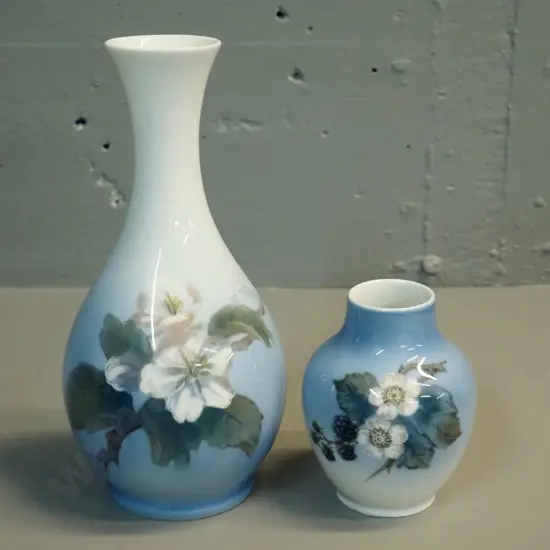 2 Royal Copenhagen apple blossom vases - larger is H-215