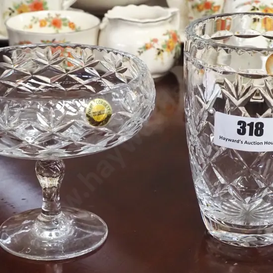 2 pieces of Webb Corbett - comport, vase H-160