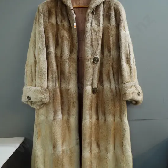 light brown mid-length fur coat