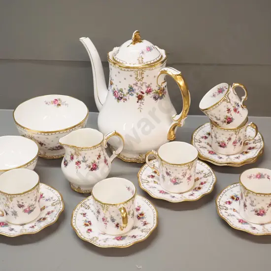 Royal Crown Derby "Royal Antoinette" coffee set