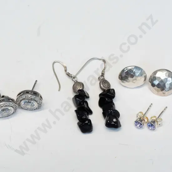 4 pairs asstd silver earrings all stamped 925