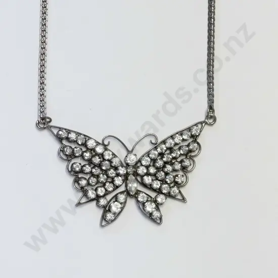 costume butterfly crystal necklace