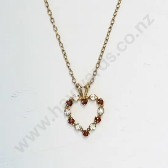 ruby cz necklace chain stamped sterling