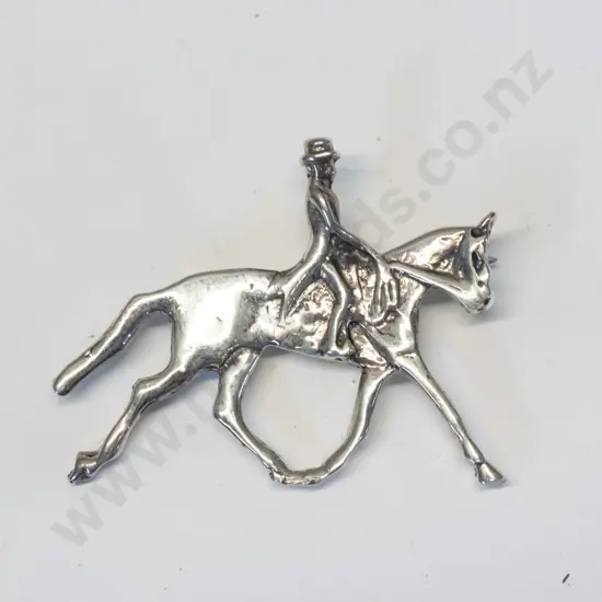 silver horse brooch stamped 925