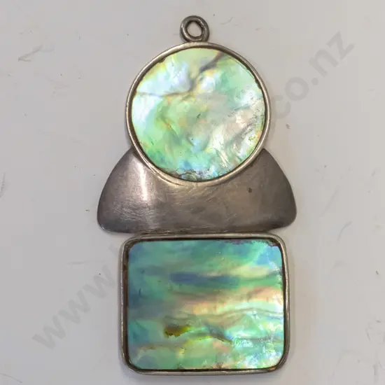 paua shell silver pendant stamped 925 no chain