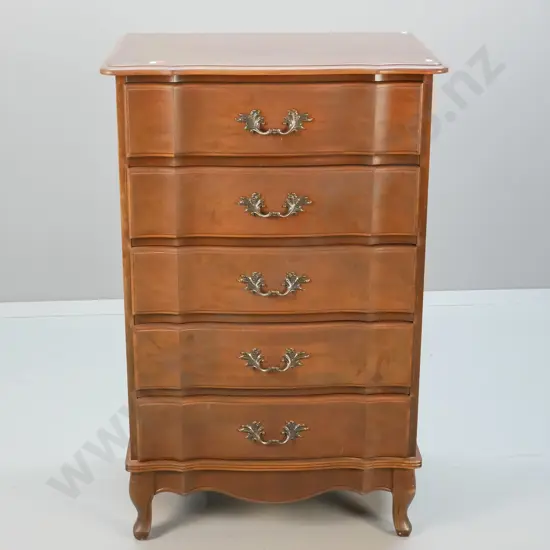 mahogany period-style cab-leg 6-drawer tallboy - polish needs attention H-1030 W-660 D-440