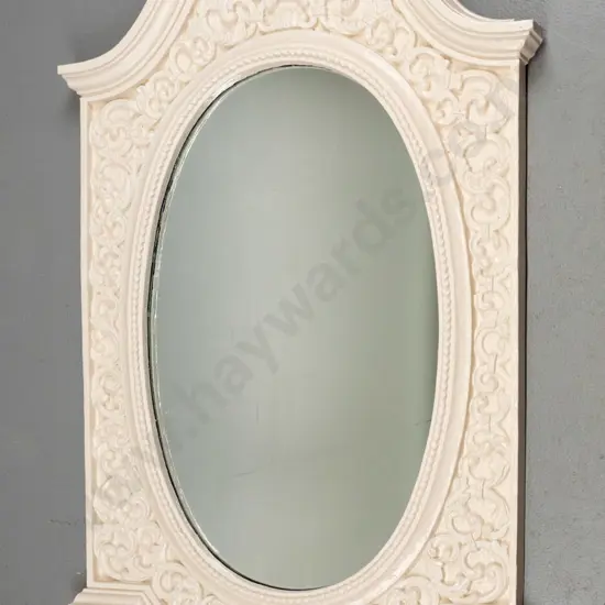 white painted composite framed wall mirror H-970 W-600
