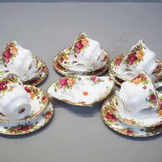 Royal Albert Old Country Roses china - 5 trios and a small serving dish