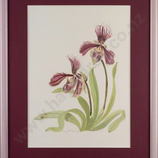 Margaret A Howard framed watercolour, flowers H-390 W-280