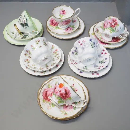6 Royal Albert trios including 3 American Beauty, Winsome, Ullswater etc.