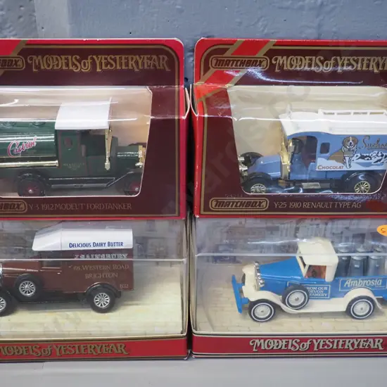 4 Matchbox Models of Yesteryear die-cast vehicles w/original boxes - 3 delivery vans and a tanker