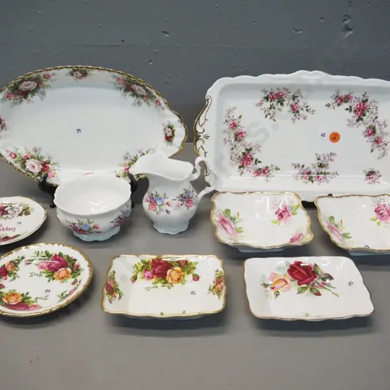 assorted Royal Albert bone china - Lavender Rose sandwich tray, Celebration serving dish, assorted small dishes, cream &