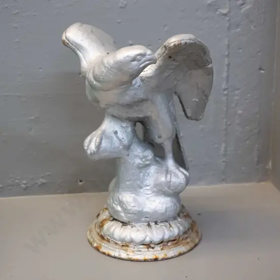 silver painted cast iron eagle figure - some surface corrosion H-270 W-170