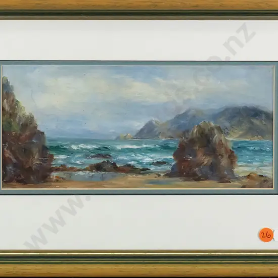 framed oil - coastal scene H-120 W-270