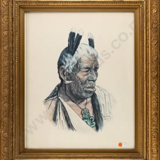 gilt framed print  - portrait H-490 W-390 (slight damage to frame)