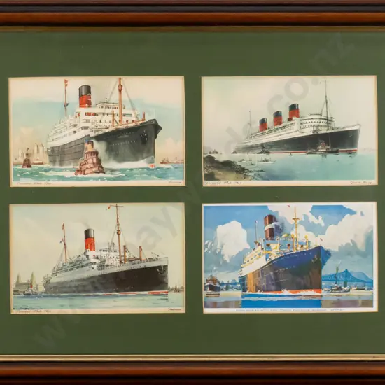 framed vintage cruise liner postcards H-180 W-280