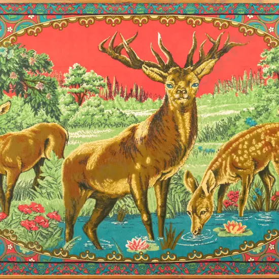 framed retro print on fabric - deer H-980 W-1500