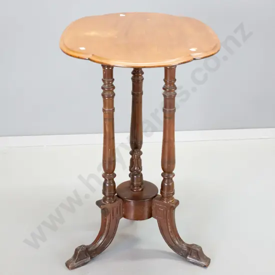 antique mahogany oval occasional table with carved column base - polish on top needs attention H700 L650 W440