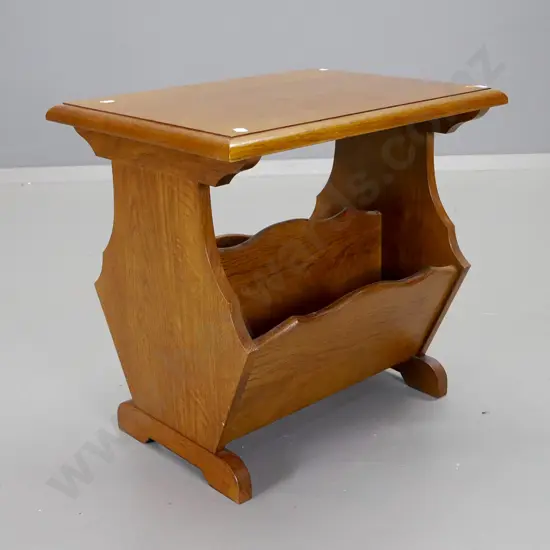 oak side table with magazine rack base H435 W450 D350