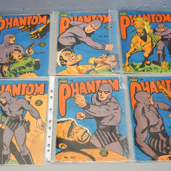 6 Phantom comics - mid-1970s Australian issues - Numbers 528, 529, 530, 531, 532, 533