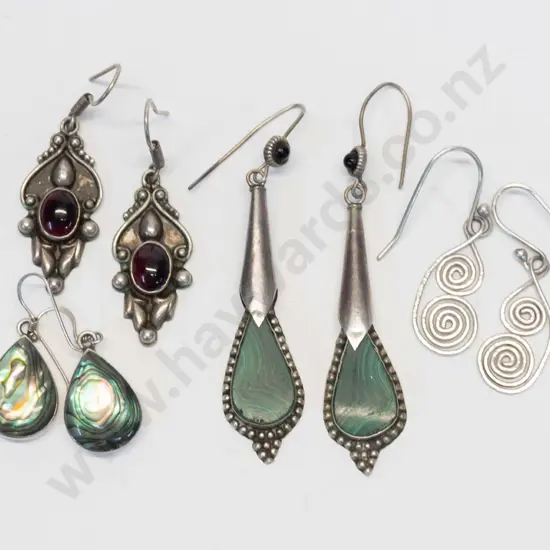 4 pairs of silver earrings all stamped 925