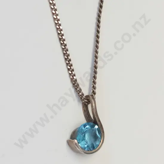aquamarine necklace  stamped 925