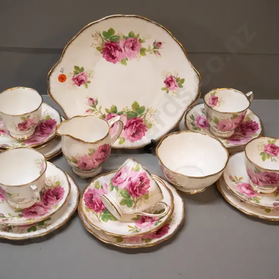 Royal Albert American Beauty 18-piece tea set with 5 trios