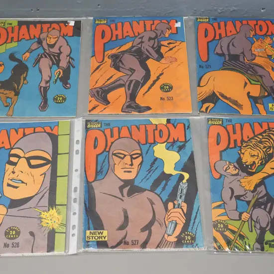 6 Phantom comics - mid-1970s Australian issues - Numbers 521, 523, 524, 525, 526, 527