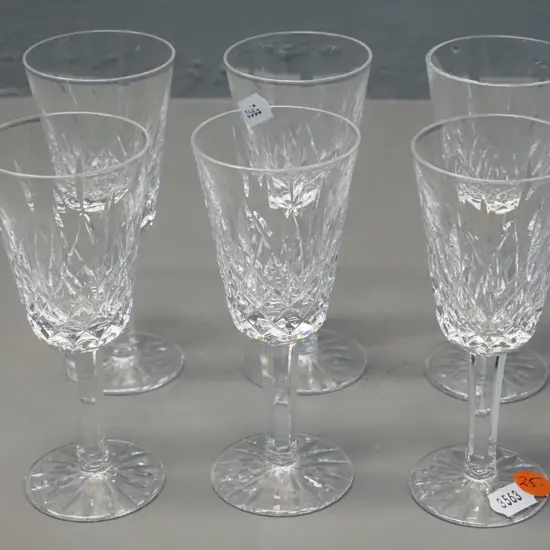 set of 6 Waterford crystal Lismore pattern sherry glasses H-130 D-55