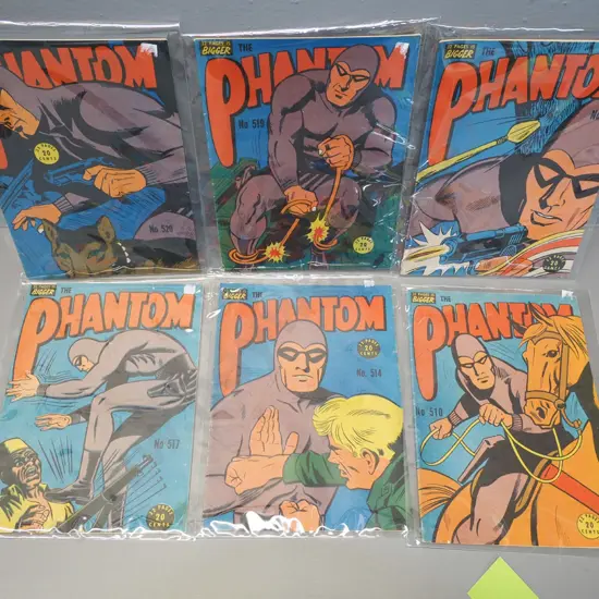 6 Phantom comics - mid-1970s Australian issues - Numbers 510, 514, 517, 508, 519, 520