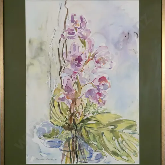 Christine Brooks '06 - framed watercolour - flowers H-670 W-460