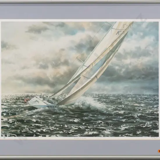 framed and signed Paul Coney '86 - ltd edition print 490/500 "Reaching For The Line" H-510 W-700