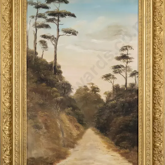 unsigned framed oil - country lane H-450 W-290