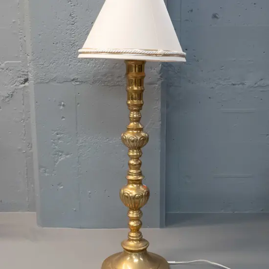 large brass based table lamp with small shade - H-840
